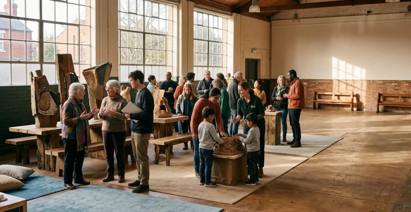 Une scène de médiation culturelle inclusive dans un espace public transformé en lieu d'échange artistique